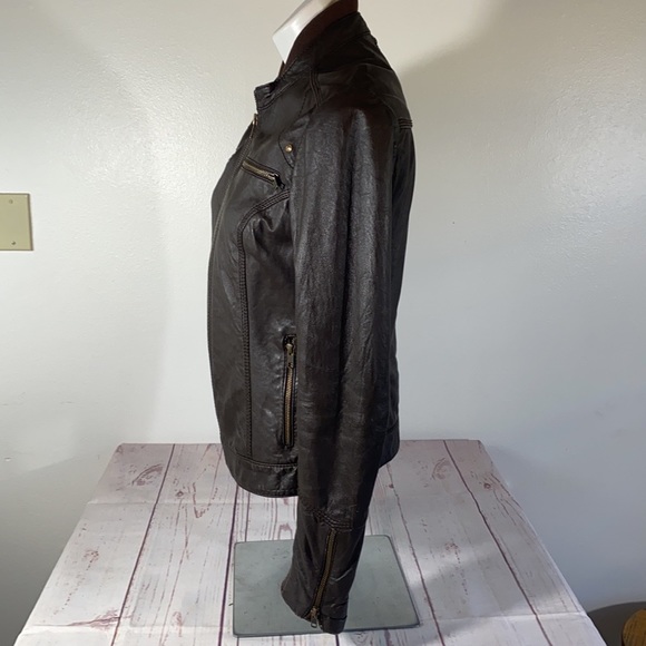 MNG Casual Chocolate brown leather jacket L - Picture 3 of 6